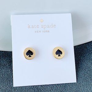 Kate Spade gold logo heart earrings